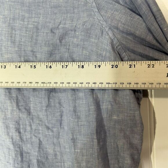 Cynthia Rowley 1X 100% Linen Chambray Blue Tunic Shirt Top Boho Beachy Preppy - Picture 3 of 7